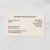 Huisdier zittingsdiensten visitekaartje (Achterkant)