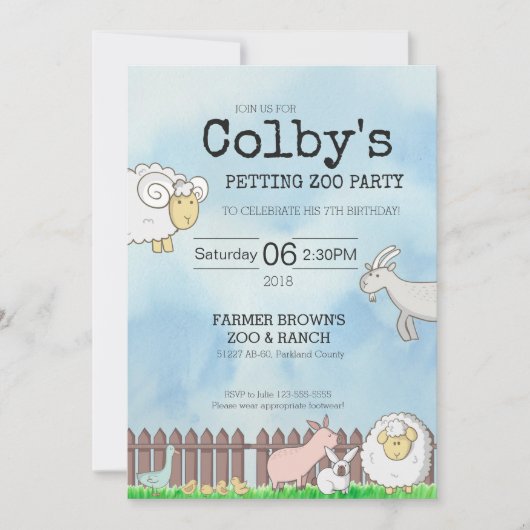 Huisdier Zoo Party uitnodiging (Voorkant)