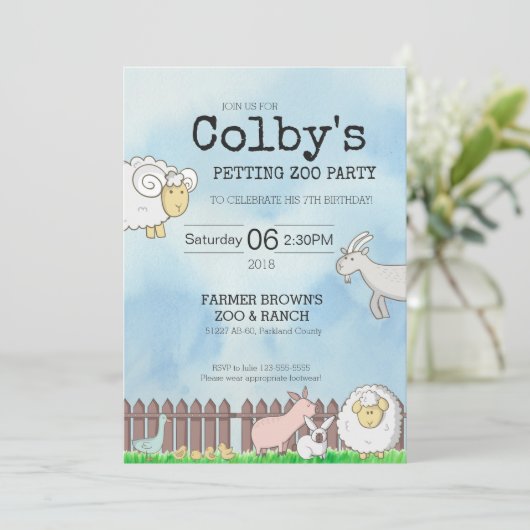 Huisdier Zoo Party uitnodiging (Staand voorkant)