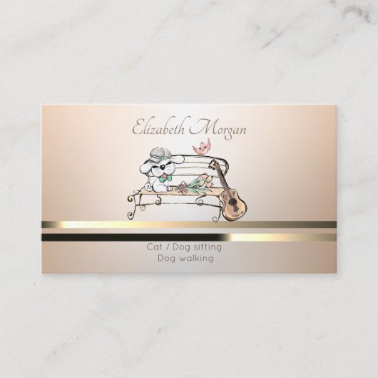 Huisdier zorg, Zitten, Grooming Lichtgevend Visitekaartje (Voorkant)