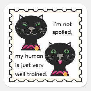 Huisdier Zwarte Katten stempelkunst Vierkante Sticker