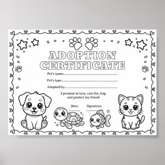 Huisdieradoptie kleurcertificaat poster