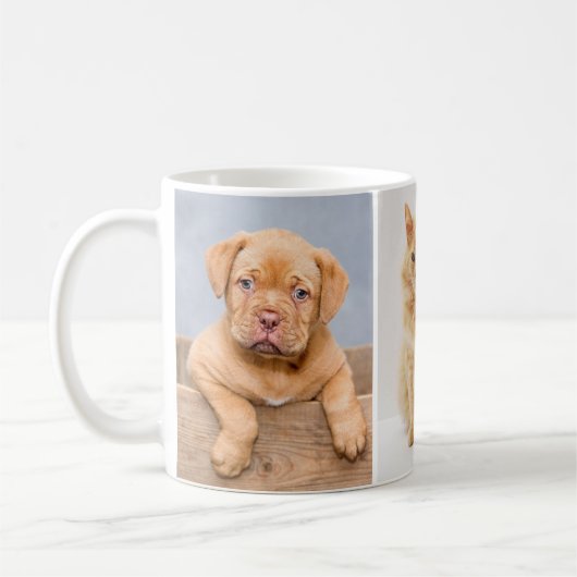 Huisdieren 3 Fotocollage voor Kat en Hond Eigenare Koffiemok (Links)