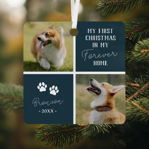 Huisdieren Eerste Kerstmis voor altijd Home Blauwe Metalen Ornament