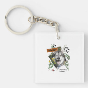 Huisdieren en bloemen collage schaalbaar aangepast sleutelhanger