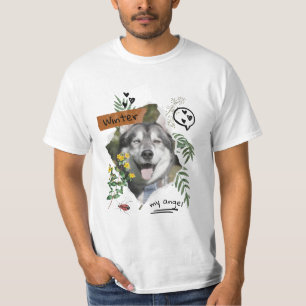 Huisdieren en bloemen collage schaalbaar aangepast t-shirt
