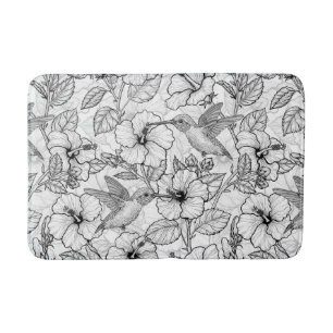 Huisdieren en hibiscus bloemen b&w badmat