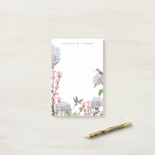 Huisdieren en hydrangeas Natuur Lover Monogrammen Post-it® Notes (Op bureau)