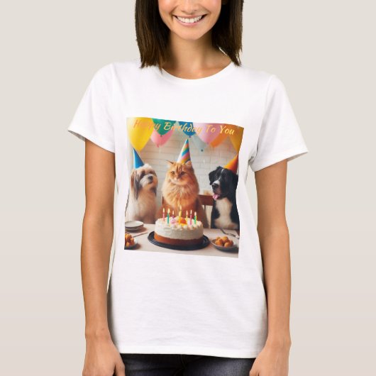 Huisdieren Happy Birthday T-shirt (Voorkant)