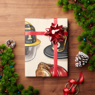 Huisdieren helm patroon brandweerkazerne wrap cadeaupapier