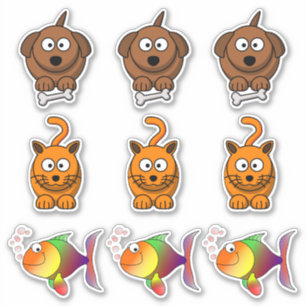 Huisdieren Hond, Kat, Goudvis Huisdier Cartoon Sticker