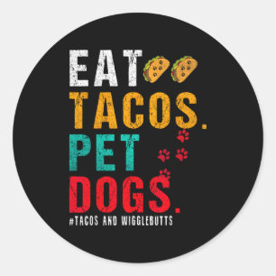Huisdieren Honden Eten Tacos Wigglebutts Hond Grap Ronde Sticker