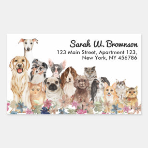 Huisdieren Honden Kat Dierenarts Handgetekend Rechthoekige Sticker