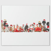 Huisdieren in Santa hoeden Kerstmis Wrapping Papie Cadeaupapier (Vlak)