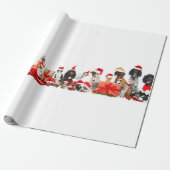 Huisdieren in Santa hoeden Kerstmis Wrapping Papie Cadeaupapier (Uitgerold)