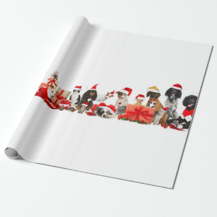 Huisdieren in Santa hoeden Kerstmis Wrapping Papie Cadeaupapier