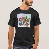 Huisdieren kat en hond vieren kerstdag t-shirt (Voorkant)