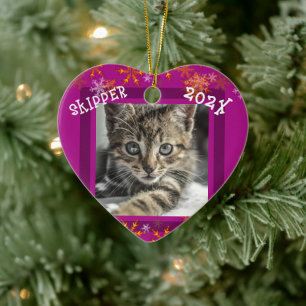 Huisdieren Keepsake Foto Hart Kerstmis Keramisch Ornament