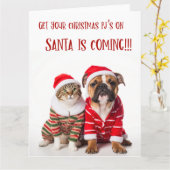 Huisdieren Kerst Kaart (Gele Bloem)