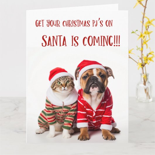 Huisdieren Kerst Kaart (Gele Bloem)