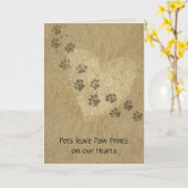 Huisdieren laten Pootafdrukken op ons Hart achter Kaart (Gele Bloem)