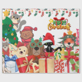 Huisdieren met Kerstmis Cadeaupapier (Vlak)