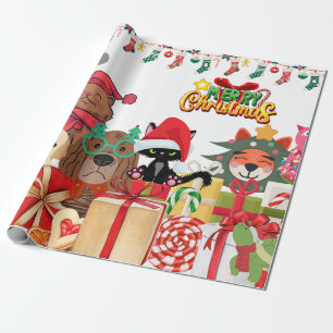 Huisdieren met Kerstmis Cadeaupapier