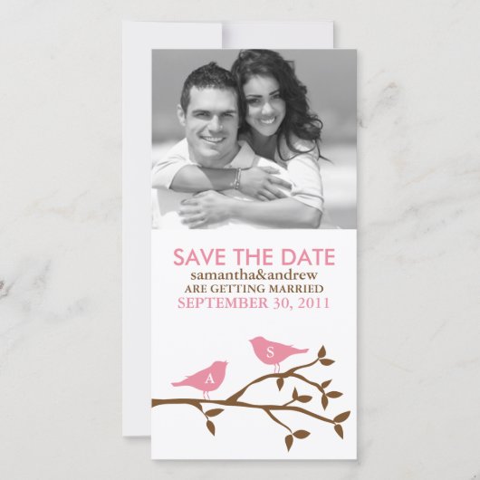 Huisdieren met monogram Liefde Vogels Save the Dat Date (Voorkant)