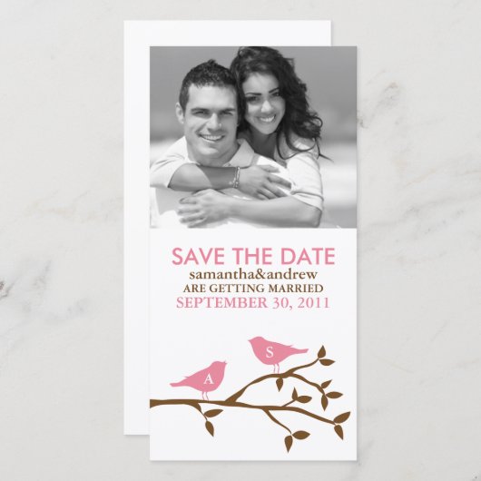 Huisdieren met monogram Liefde Vogels Save the Dat Save The Date (Voorkant / Achterkant)