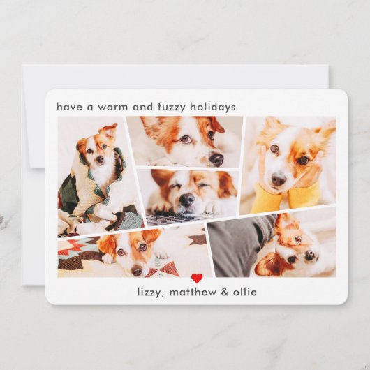 Huisdieren Modern Eenvoudig Aangepast 6 Afbeelding Feestdagenkaart (Voorkant)