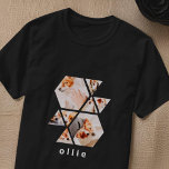 Huisdieren Moderne Vormen Geometrische 8 Collage F T-shirt<br><div class="desc">Voeg acht (8) aangepaste foto's van uw huisdier en de naam van uw huisdier toe. Voeg uw foto's toe en ontmasker indien nodig de groep foto en lijst,  pas het afbeelding aan het lijst aan en klik vervolgens op Masker.</div>