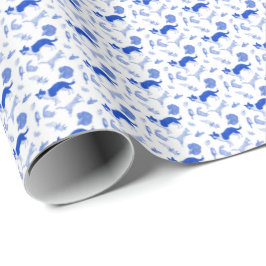 Huisdieren op een rij (Blauw) Cadeaupapier