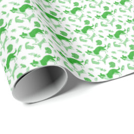 Huisdieren op een rij (Groen) Cadeaupapier