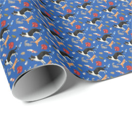 Huisdieren op een rij (op Blauw) Cadeaupapier