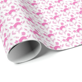 Huisdieren op een rij (Roze) Cadeaupapier