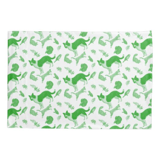 Huisdieren op Parade Pillow Hoesje (Groen) Kussensloop (Achterkant)