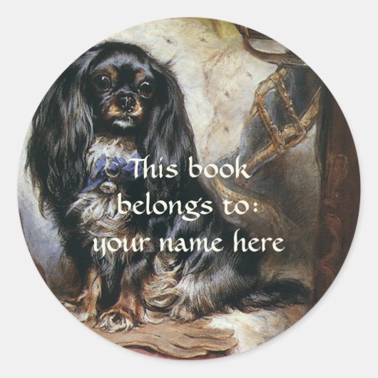  Huisdieren, Speelgoed Spaniel Hond Boekplaat Ronde Sticker (Voorkant)