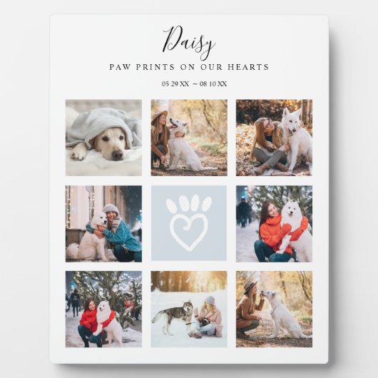 Huisdierengedenkplaats Foto Collage Pootafdrukken  Fotoplaat (Voorkant)