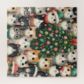 Huisdierenkatten en Kerstboom Legpuzzel (Horizontaal)