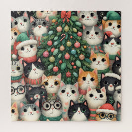 Huisdierenkatten en Kerstboom Legpuzzel