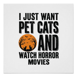 Huisdierenkatten Horrorfilms Vintage Halloween T-s Perfect Poster