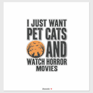 Huisdierenkatten Horrorfilms Vintage Halloween T-s Sticker