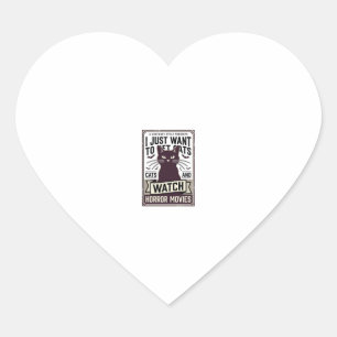 Huisdierenkatten kijken naar horrorfilms Vintage k Hart Sticker