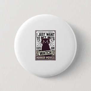 Huisdierenkatten kijken naar horrorfilms vintage k ronde button 5,7 cm