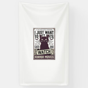 Huisdierenkatten kijken naar horrorfilms Vintage k Spandoek