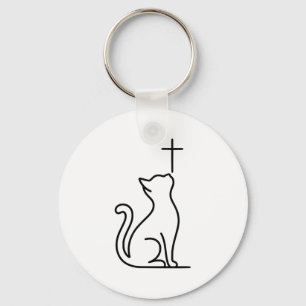 Huisdierenkatten Liefde Jezus Wees Gelukkig Heilan Sleutelhanger