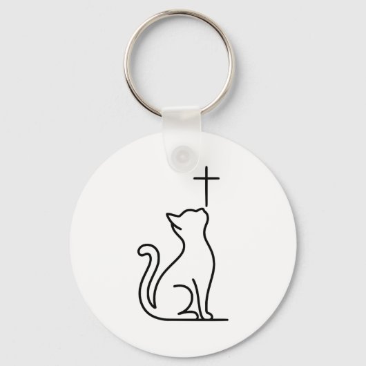 Huisdierenkatten Liefde Jezus Wees Gelukkig Heilan Sleutelhanger (Voorkant)