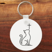 Huisdierenkatten Liefde Jezus Wees Gelukkig Heilan Sleutelhanger (Voorkant)
