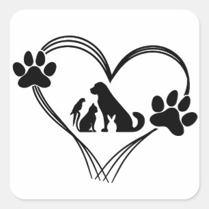 Huisdierenliefde poten  vierkante sticker