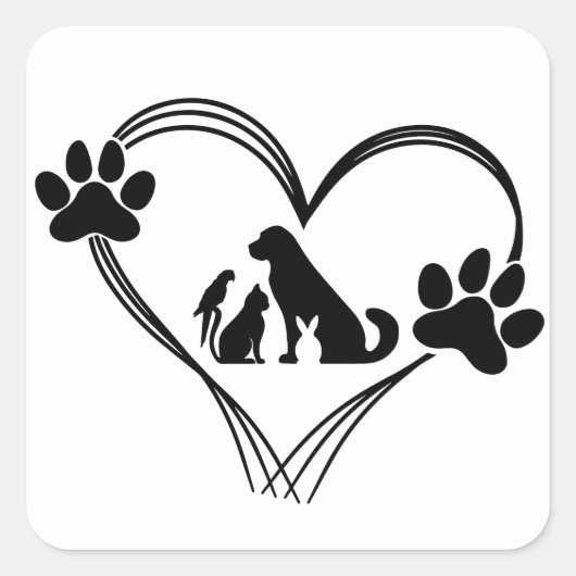 Huisdierenliefde poten  vierkante sticker (Voorkant)